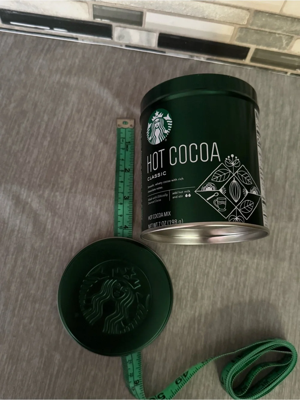 Rare Starbucks Metallic Green Hot Cocoa Storage Tin Canister (Empty)